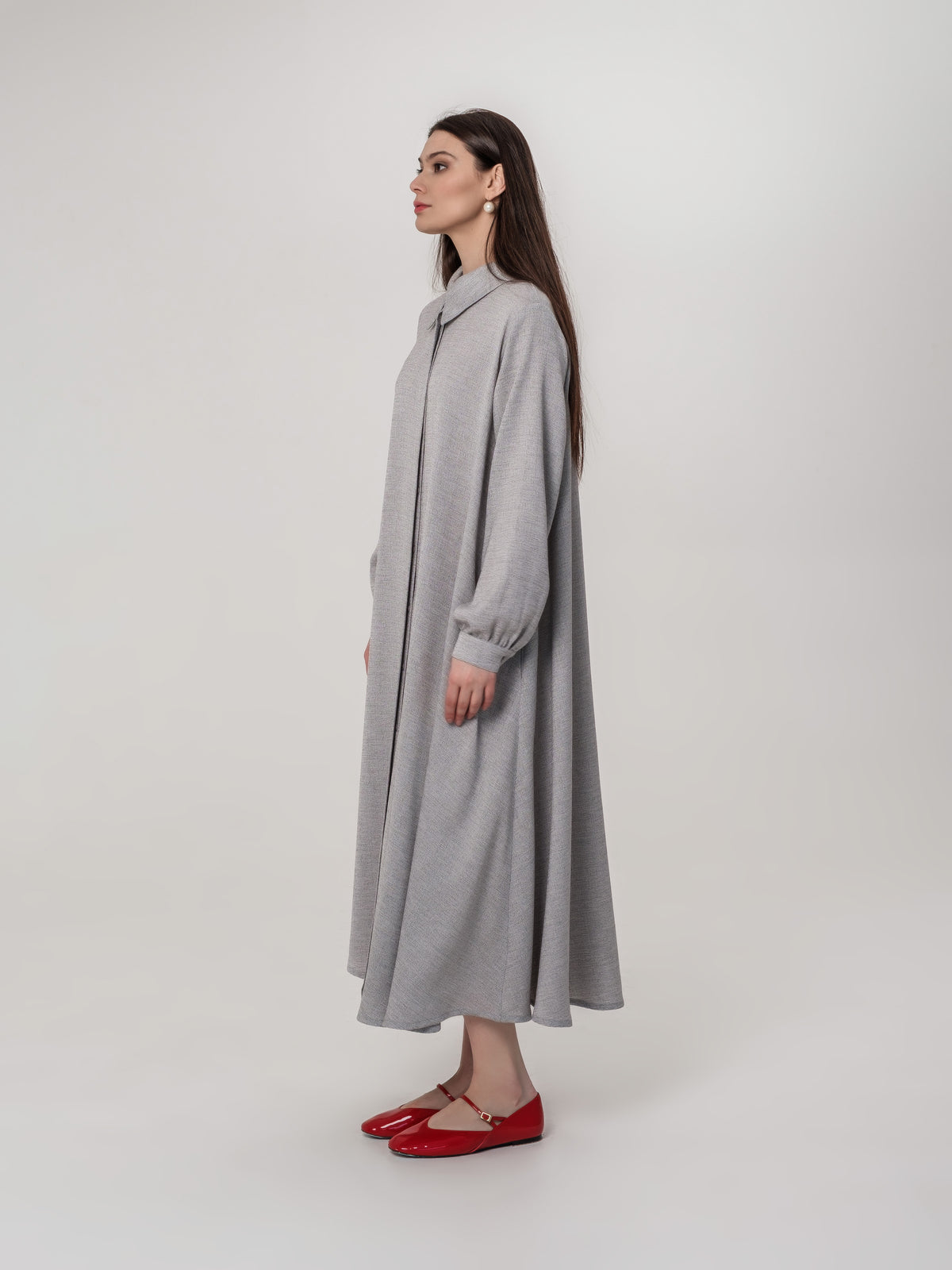 Light grey wide shirt dress