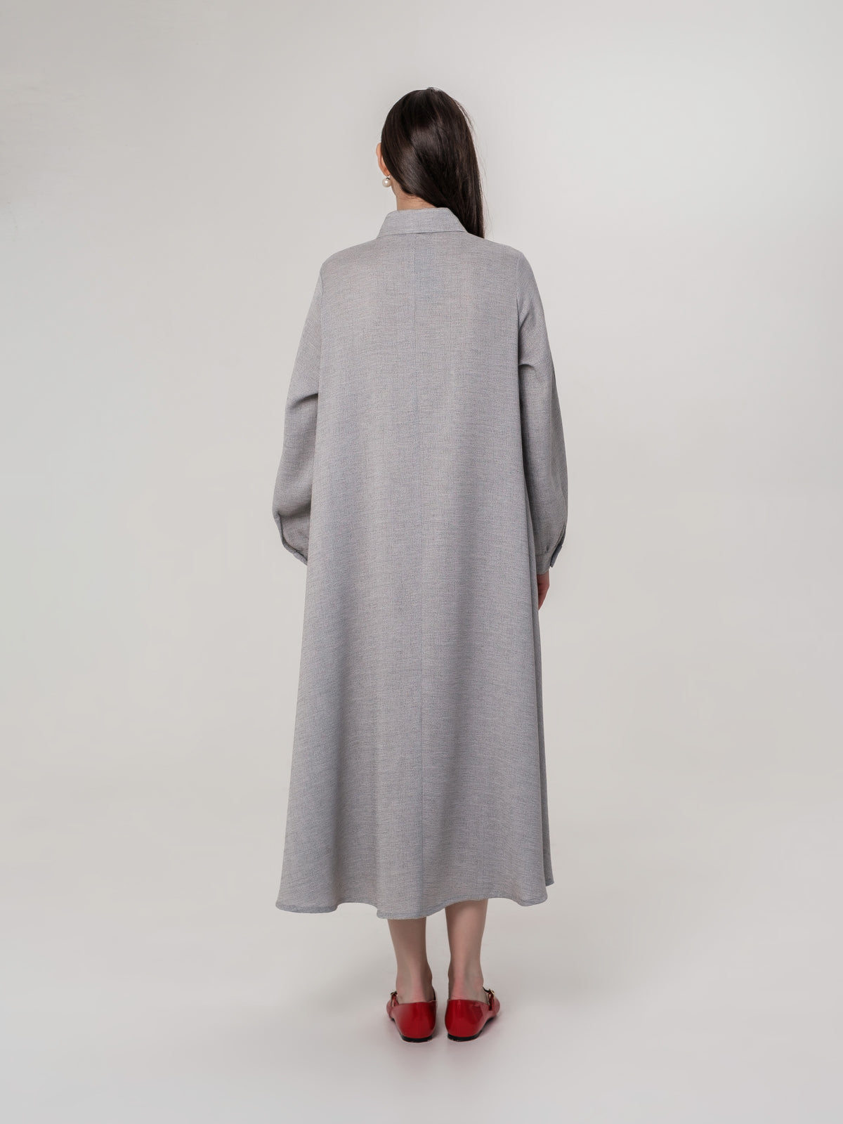 Light grey wide shirt dress
