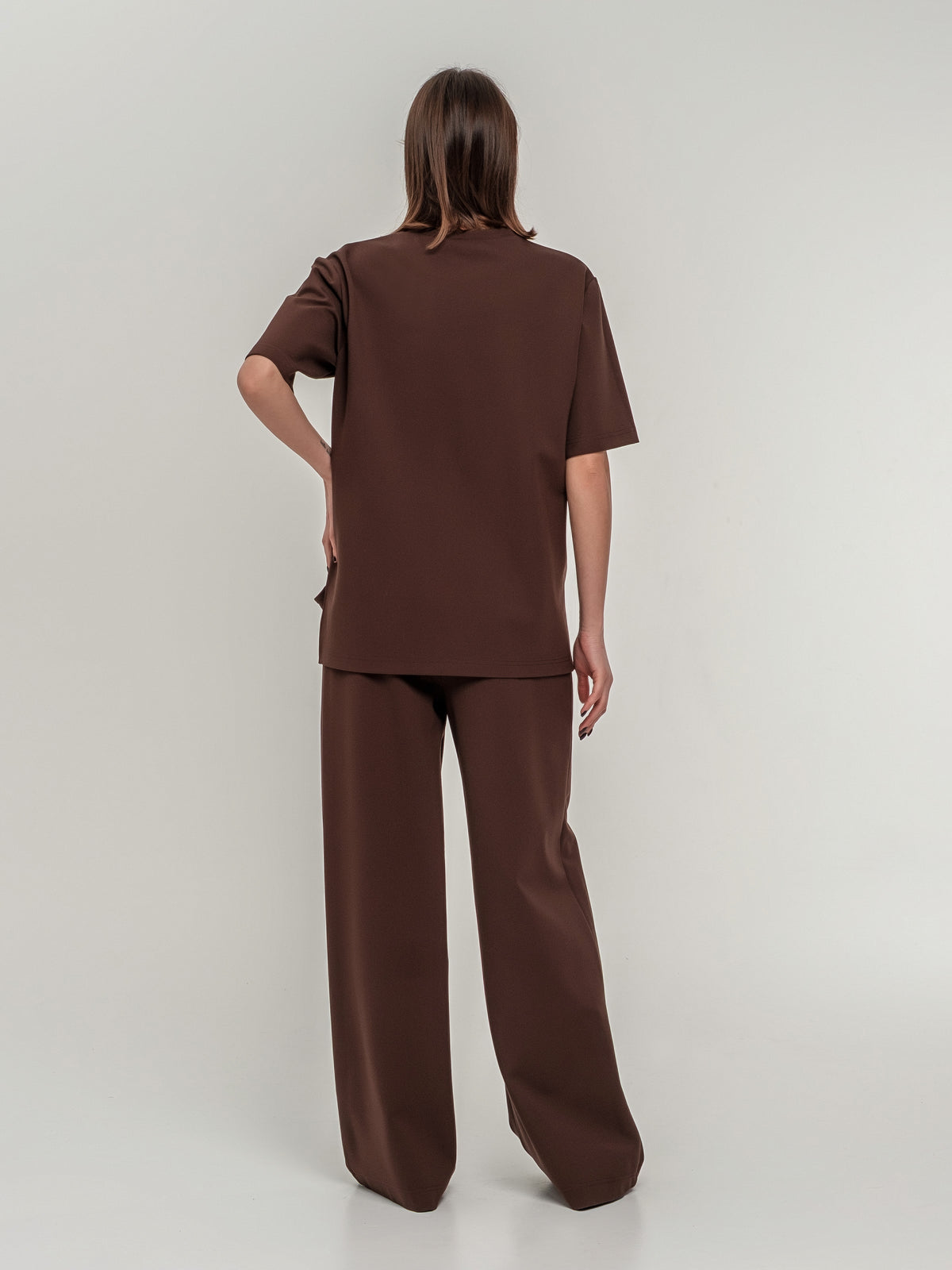 Long soft wide trousers with high waist