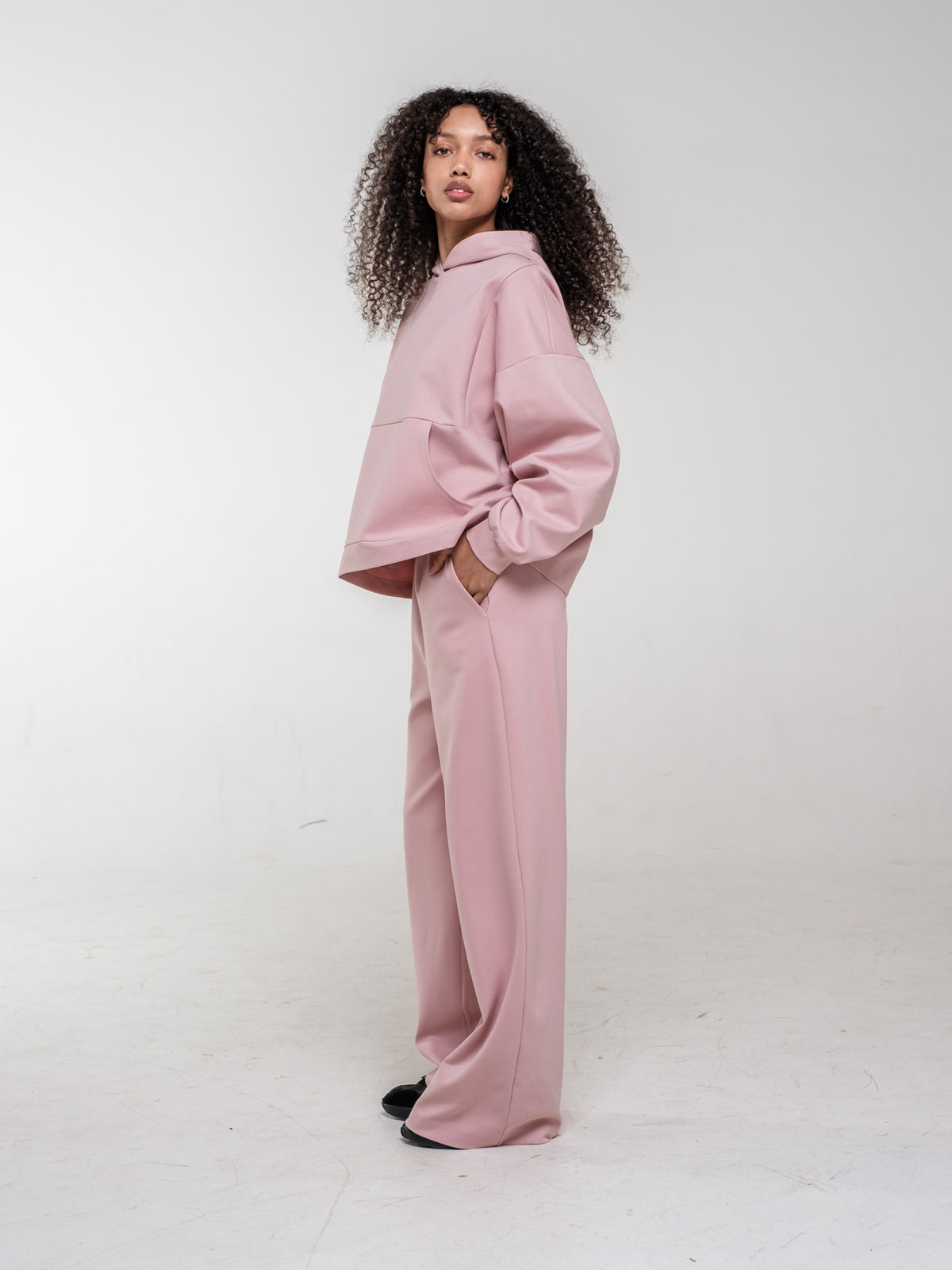 Long soft wide trousers with high waist