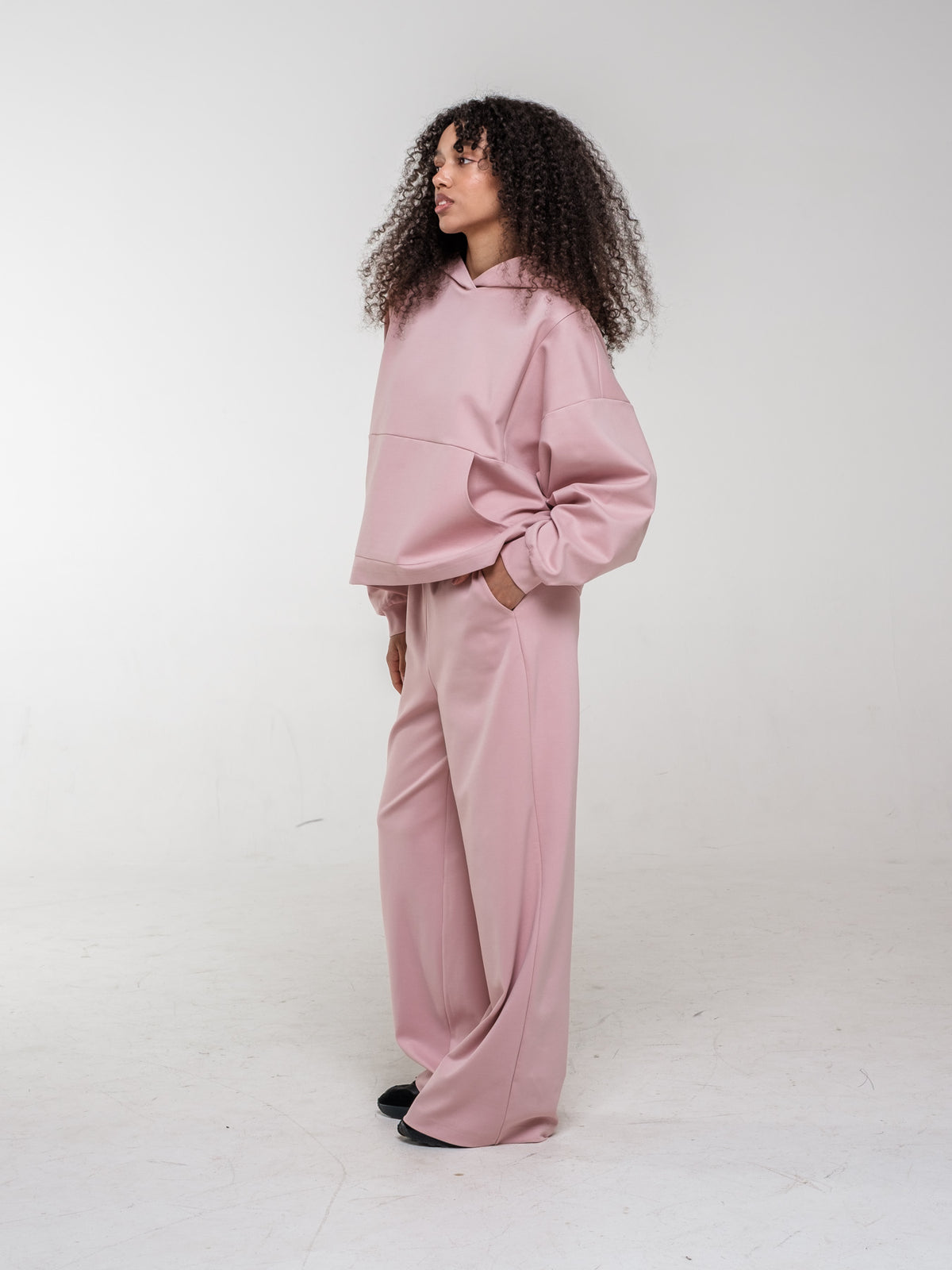 Long soft wide trousers with high waist