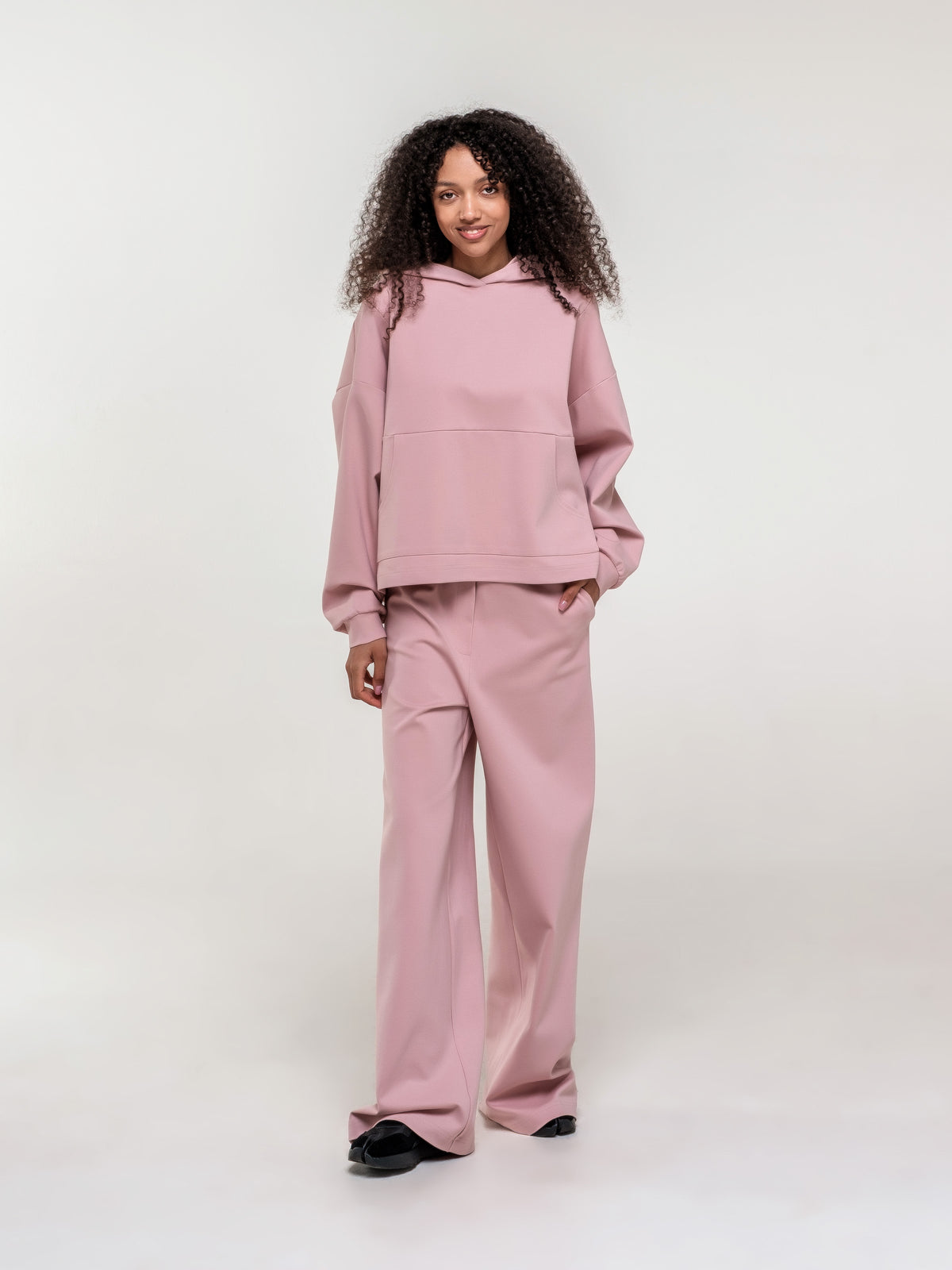 Long soft wide trousers with high waist