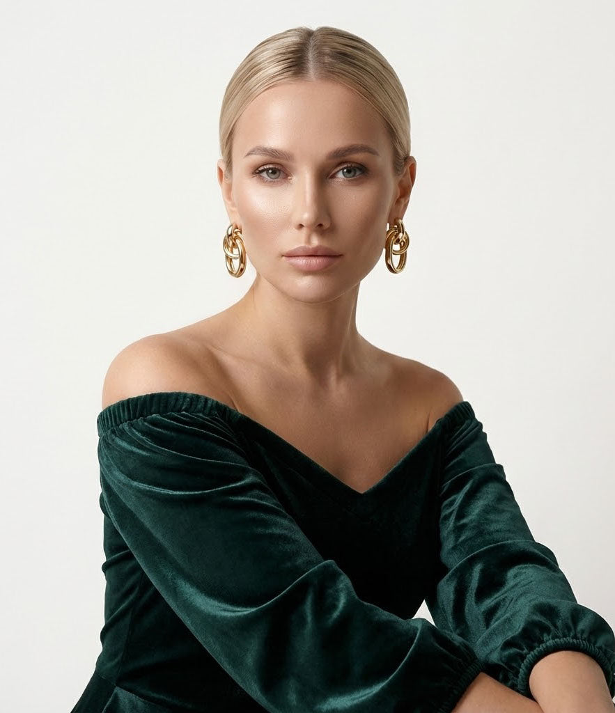 Elegant Green Velvet Dress