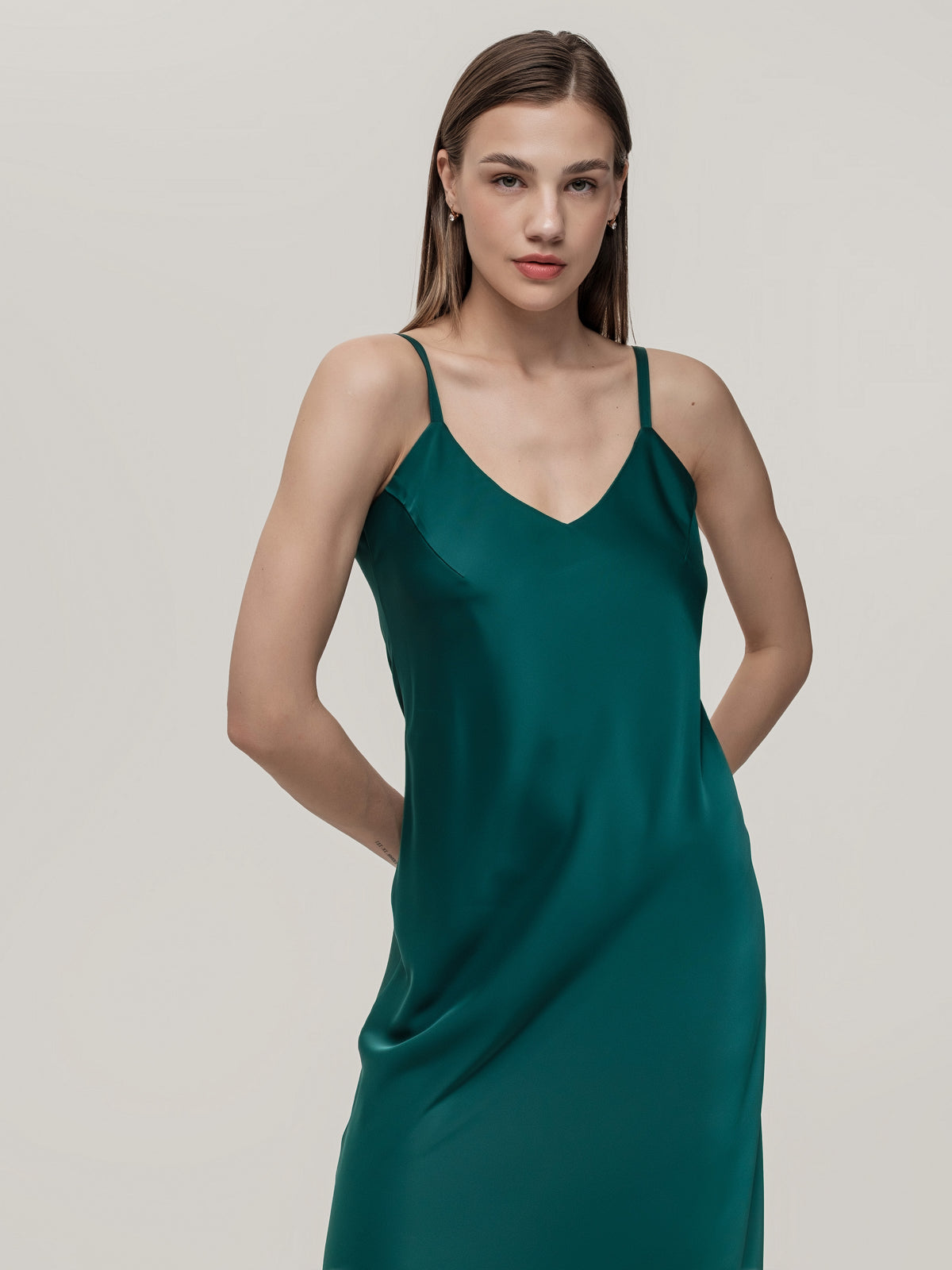 Slip satin dress, midi