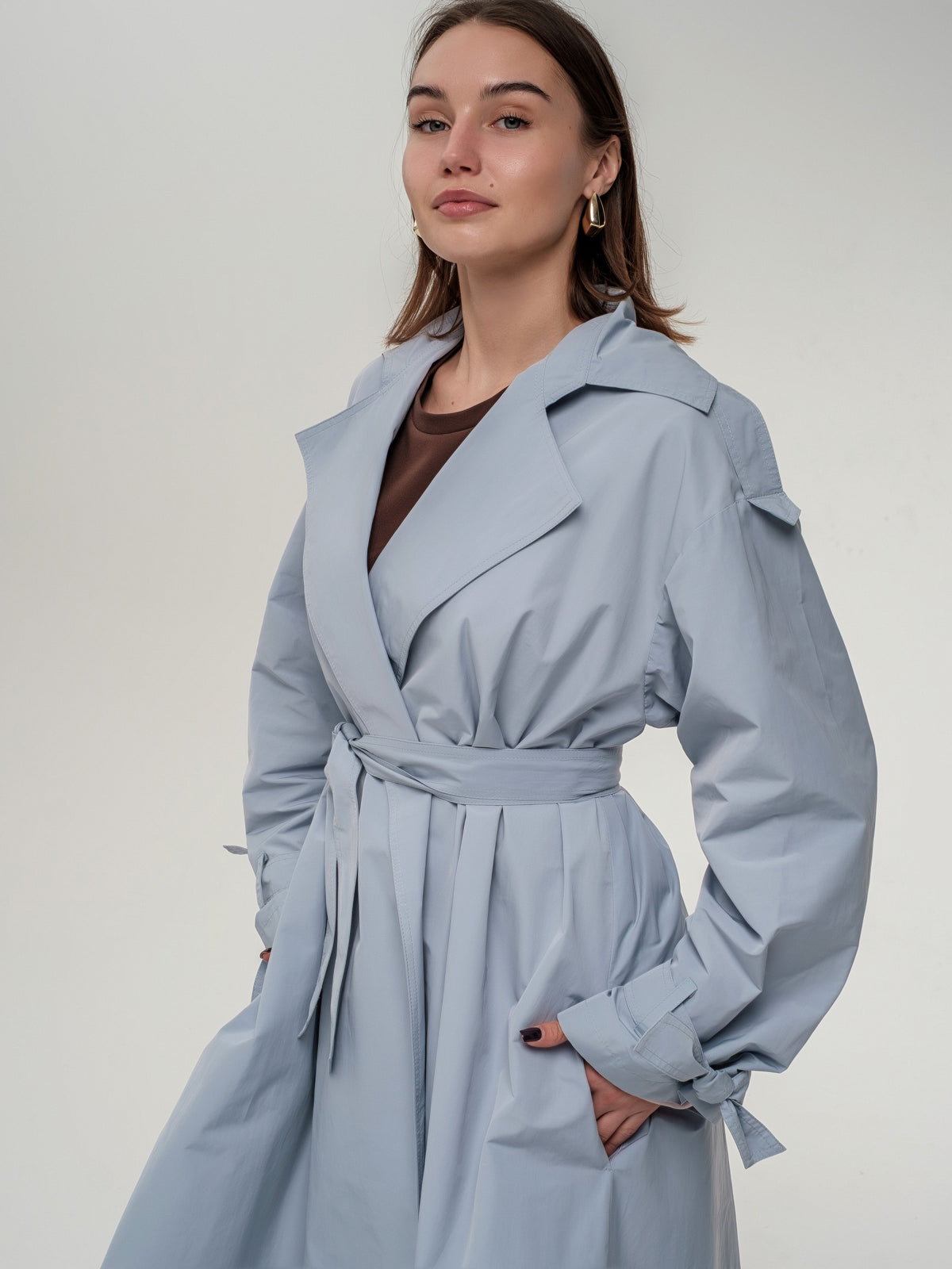 Light blue long trench coat