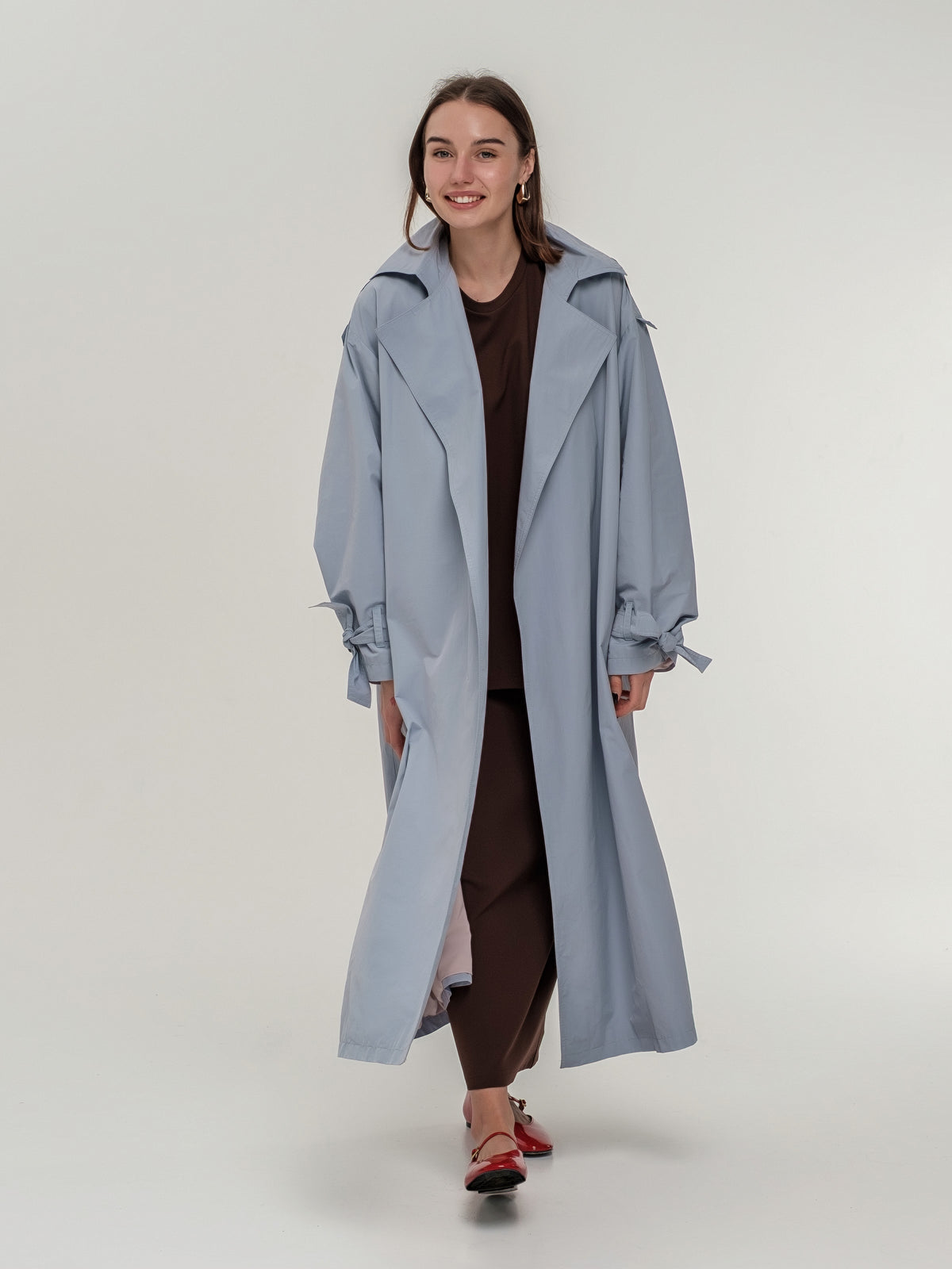 Light blue long trench coat