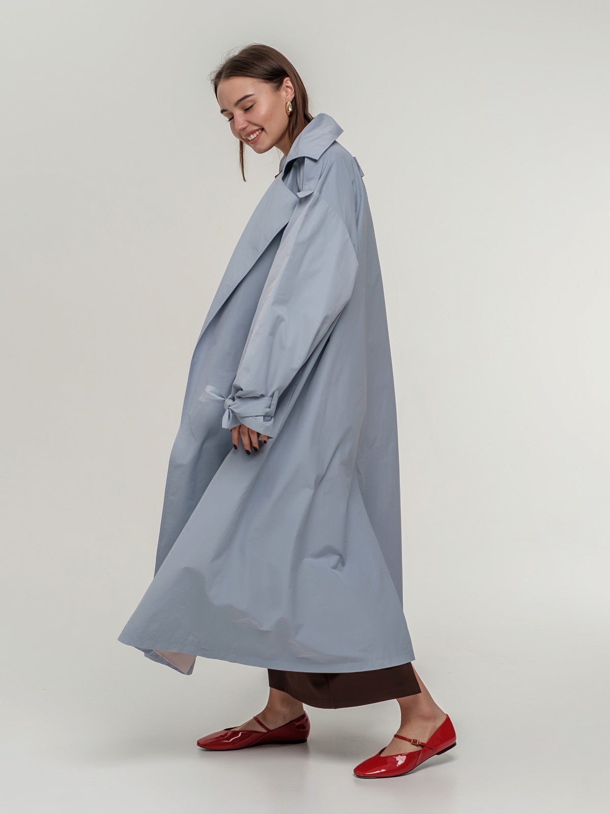 Light blue long trench coat