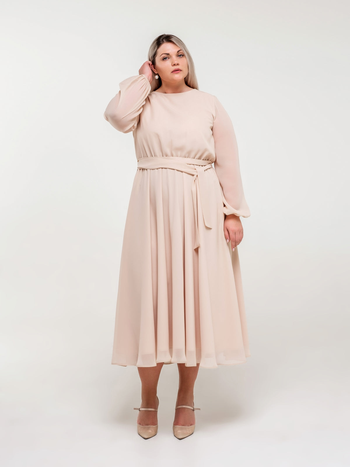 Light Beige Midi Dress