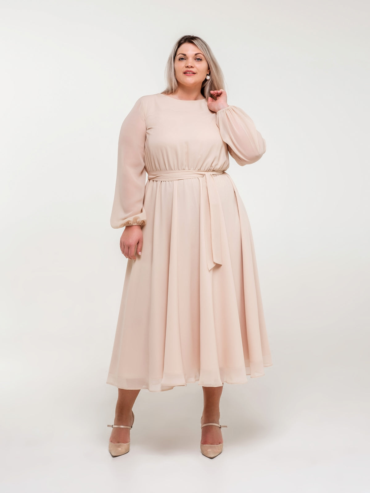 Light Beige Midi Dress