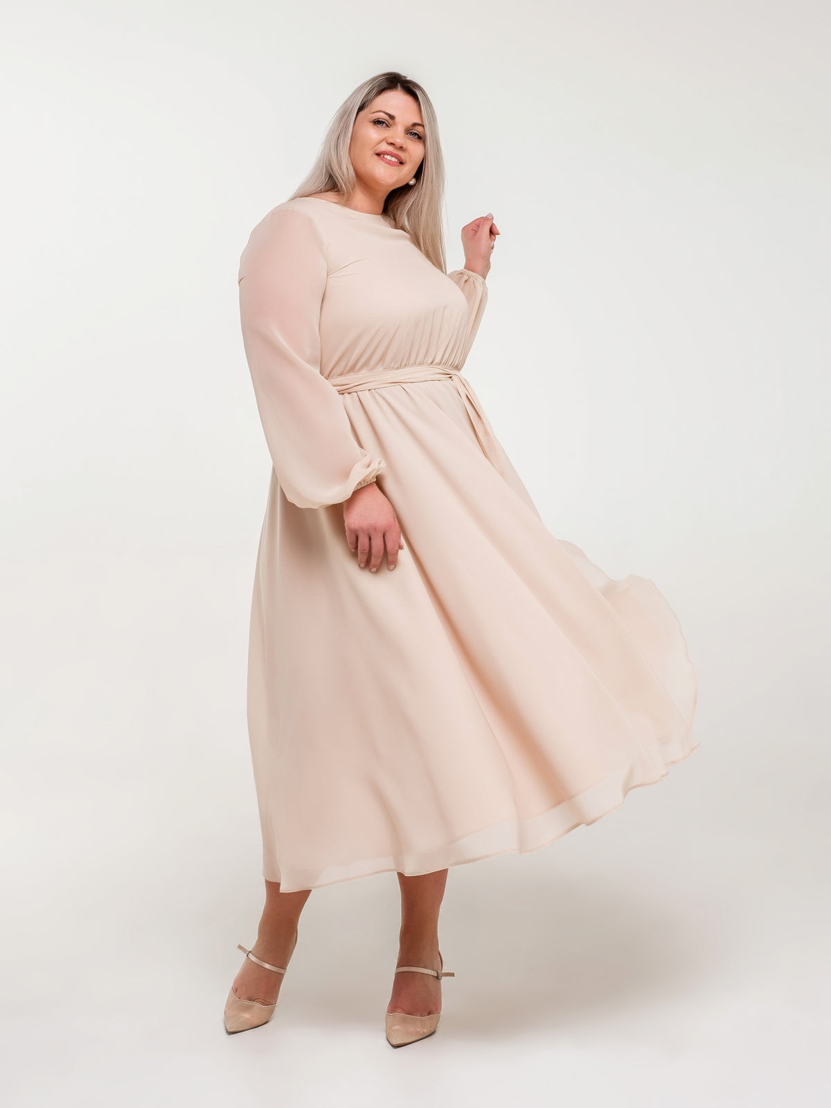 Light Beige Midi Dress