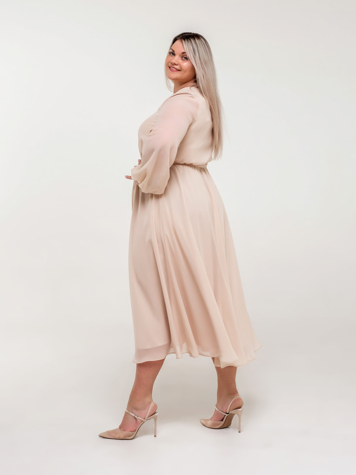 Light Beige Midi Dress