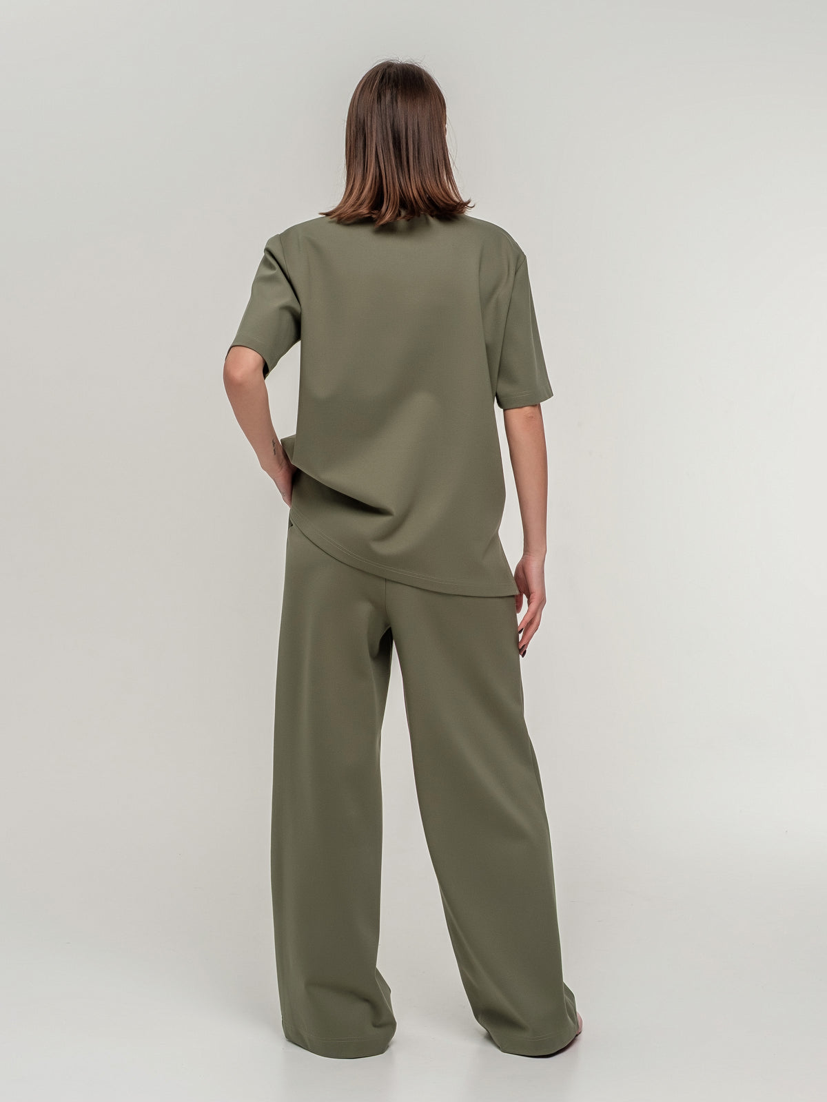 Long soft wide trousers with high waist