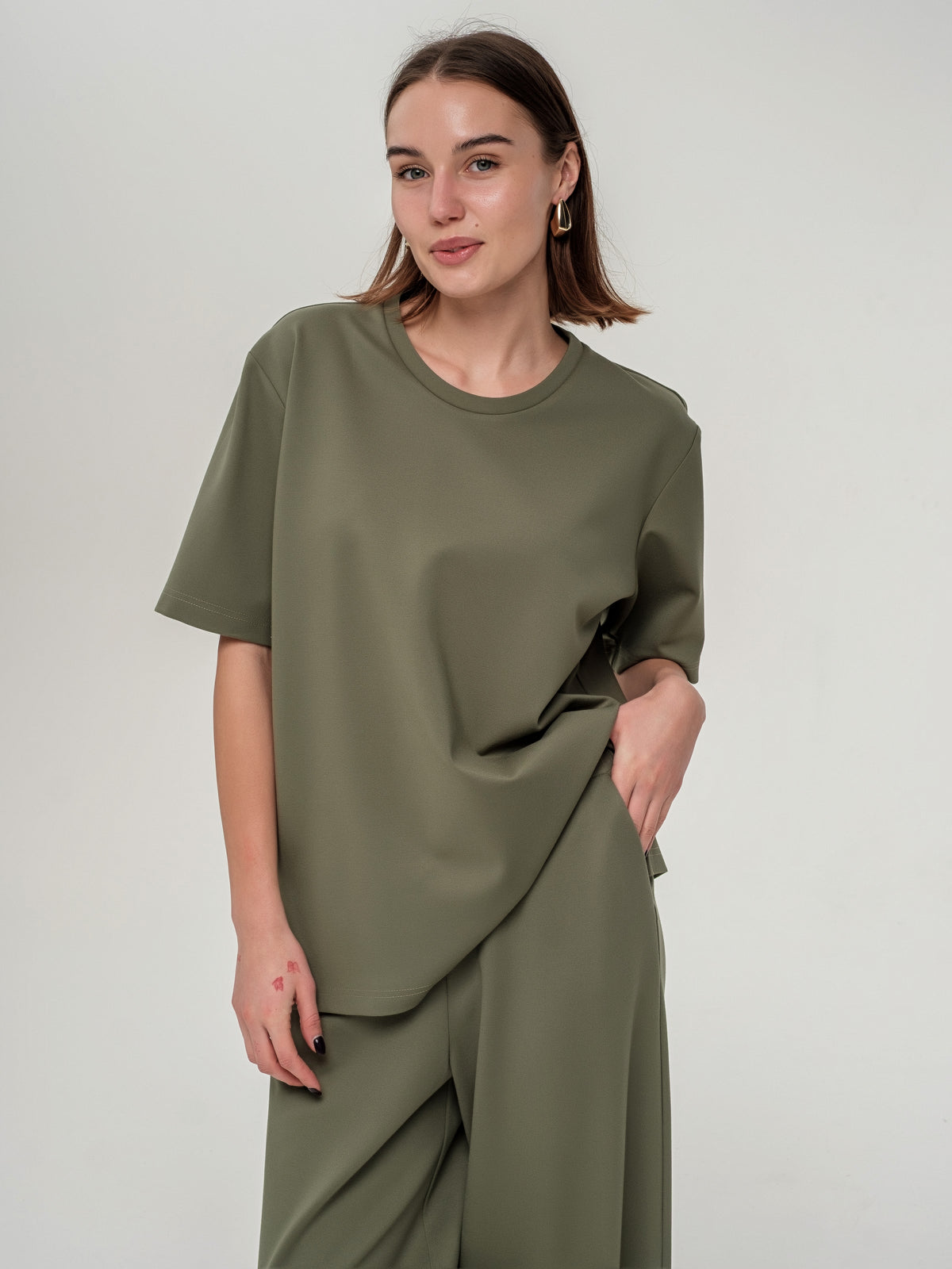 Long soft wide trousers with high waist