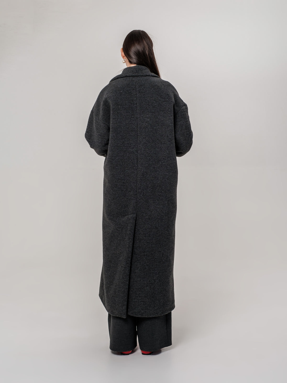 Dark grey long wool coat