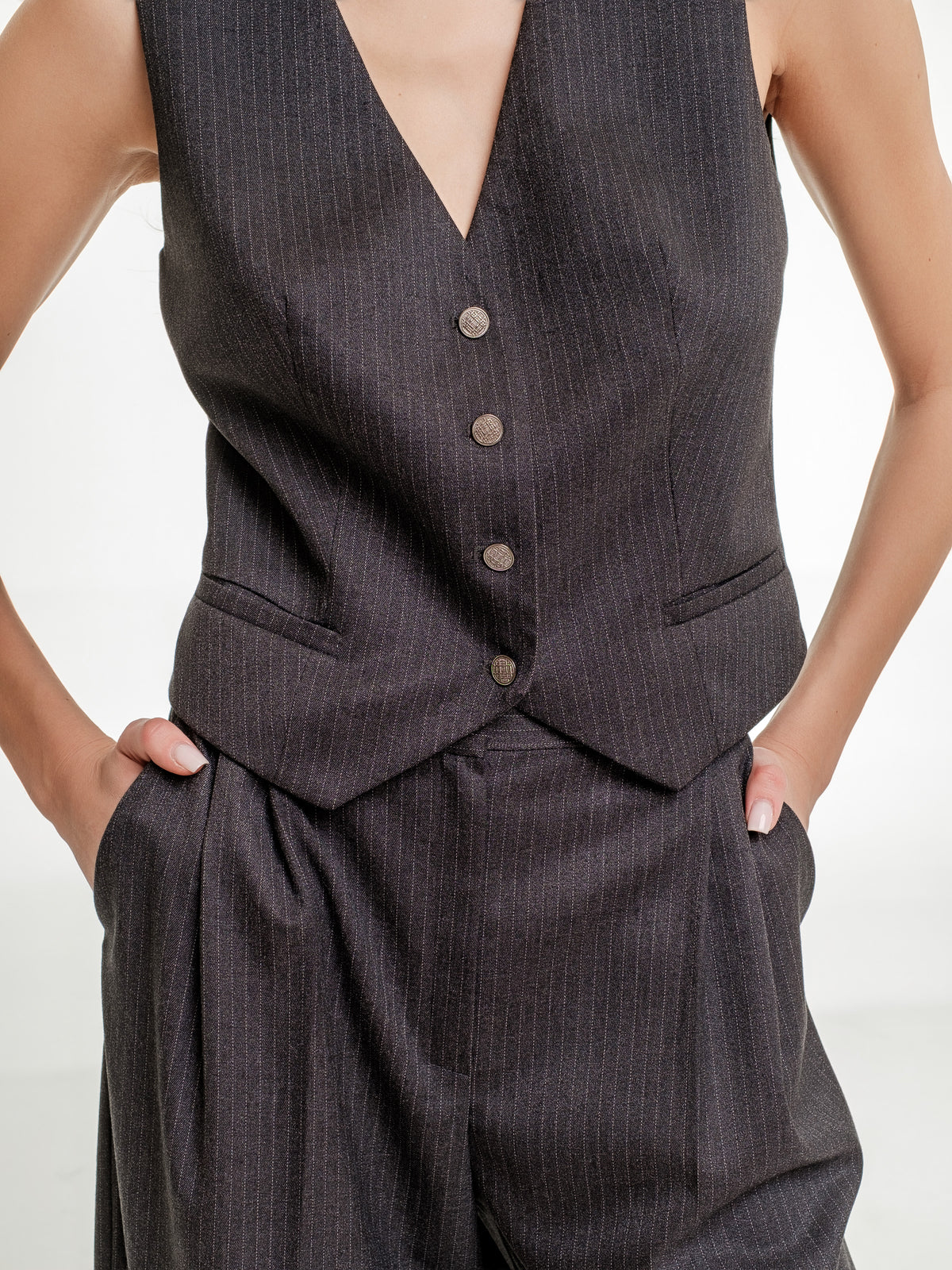dark grey woman vest from 3 piece suit