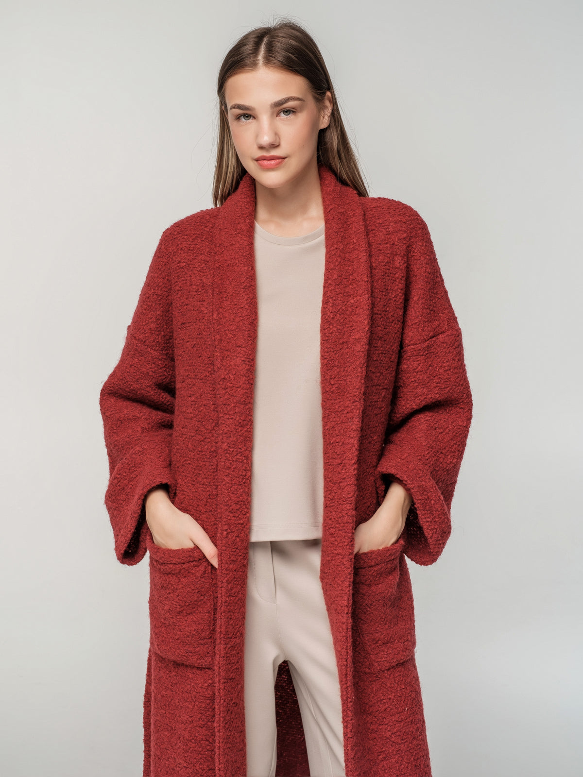 Long knitted wool coat