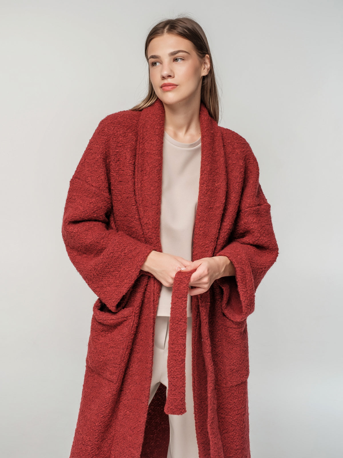 Long knitted wool coat