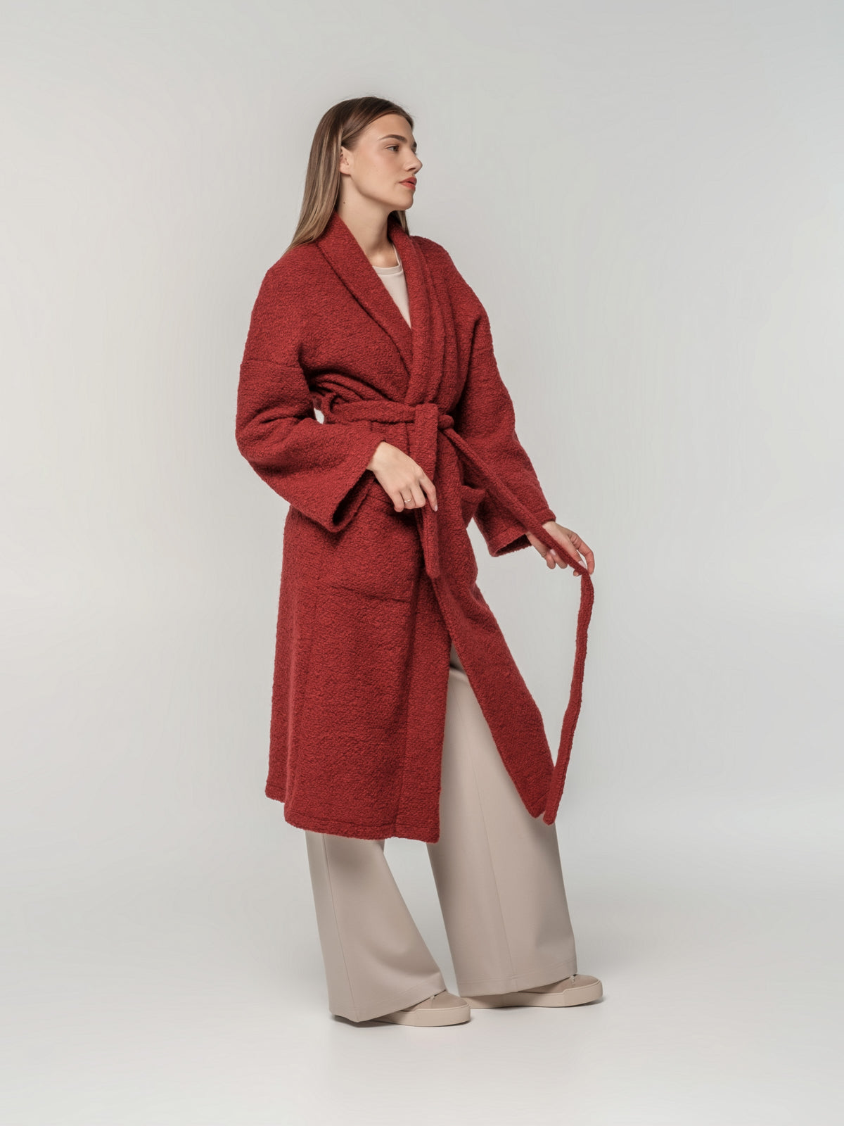 Long knitted wool coat