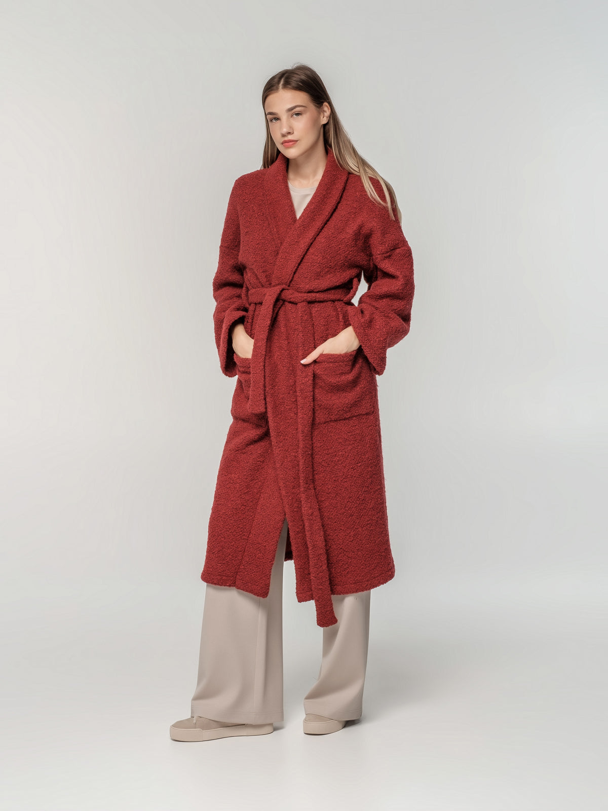 Long knitted wool coat