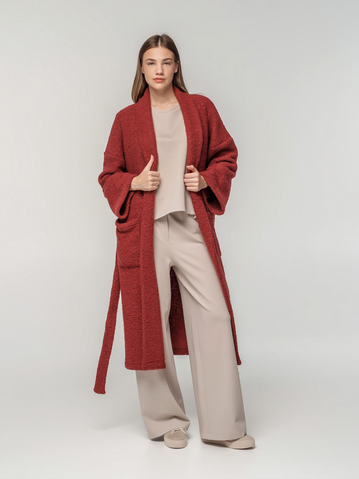 Long knitted wool coat