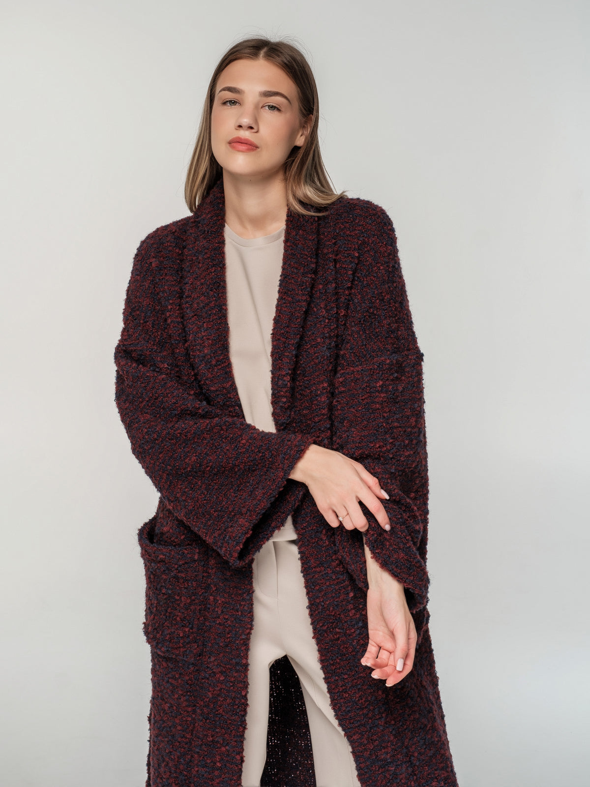 Long knitted wool coat