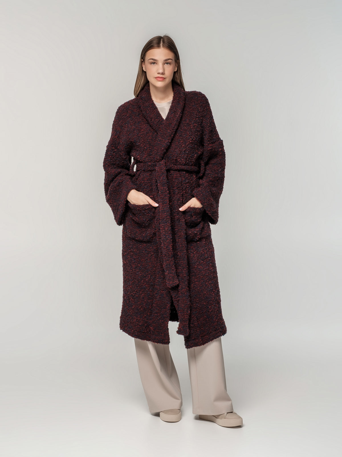 Long knitted wool coat