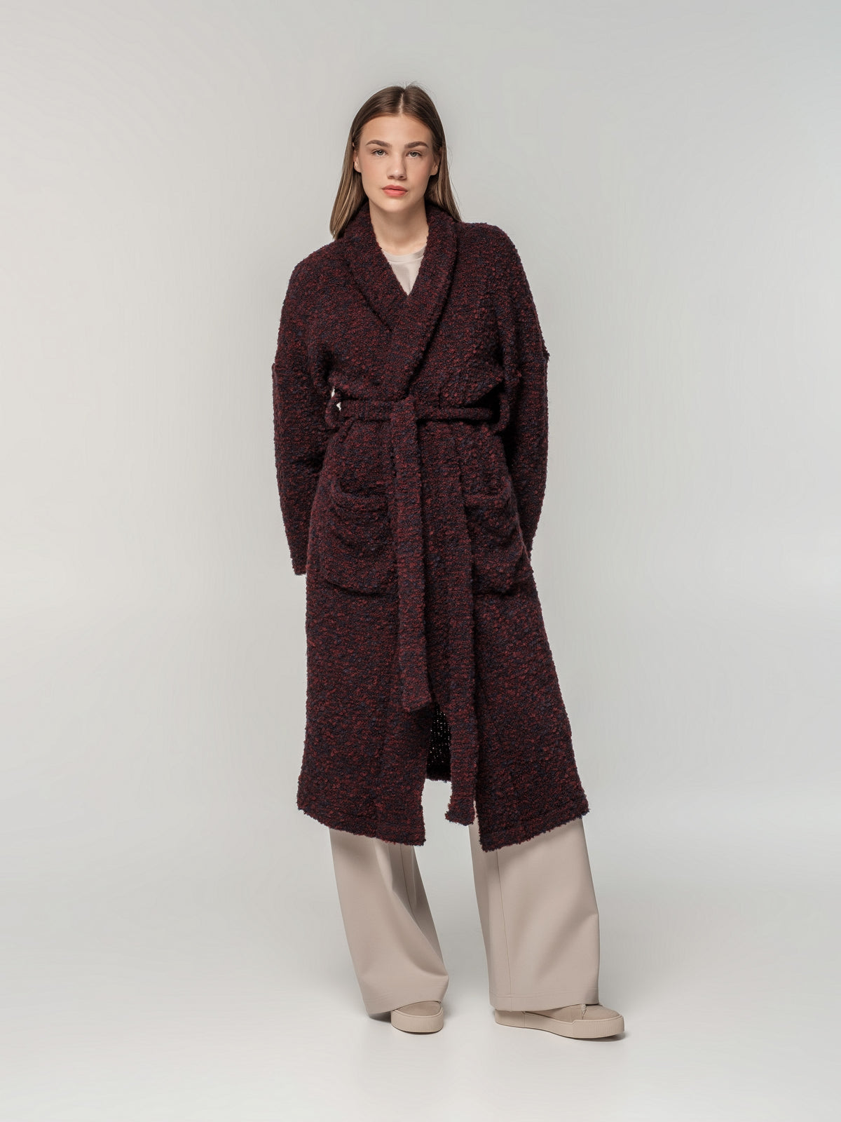 Long knitted wool coat