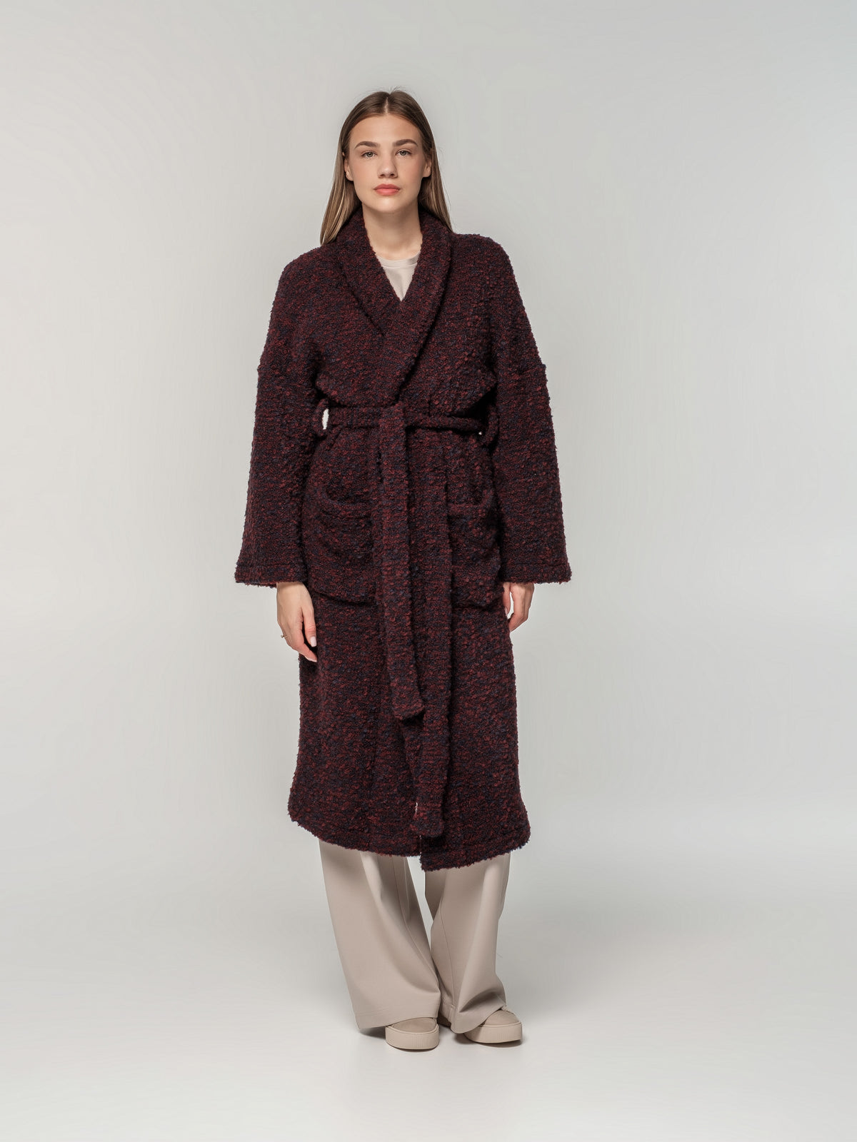 Long knitted wool coat