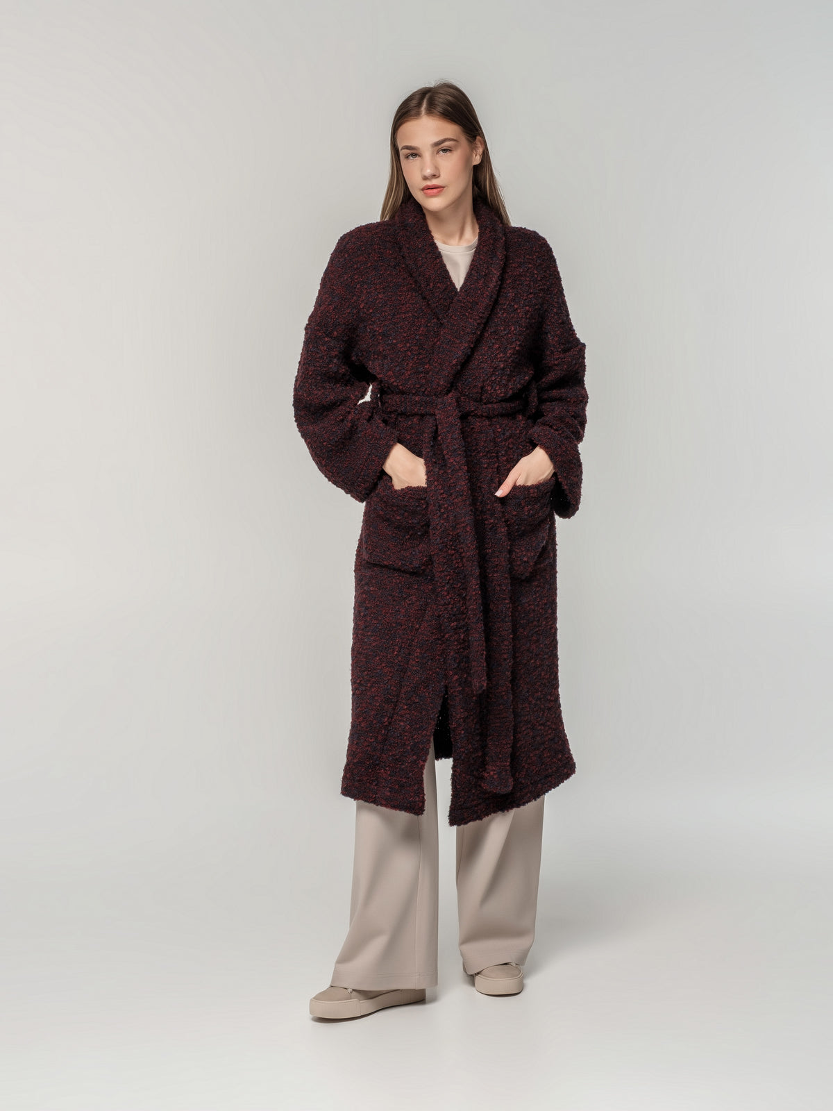 Long knitted wool coat