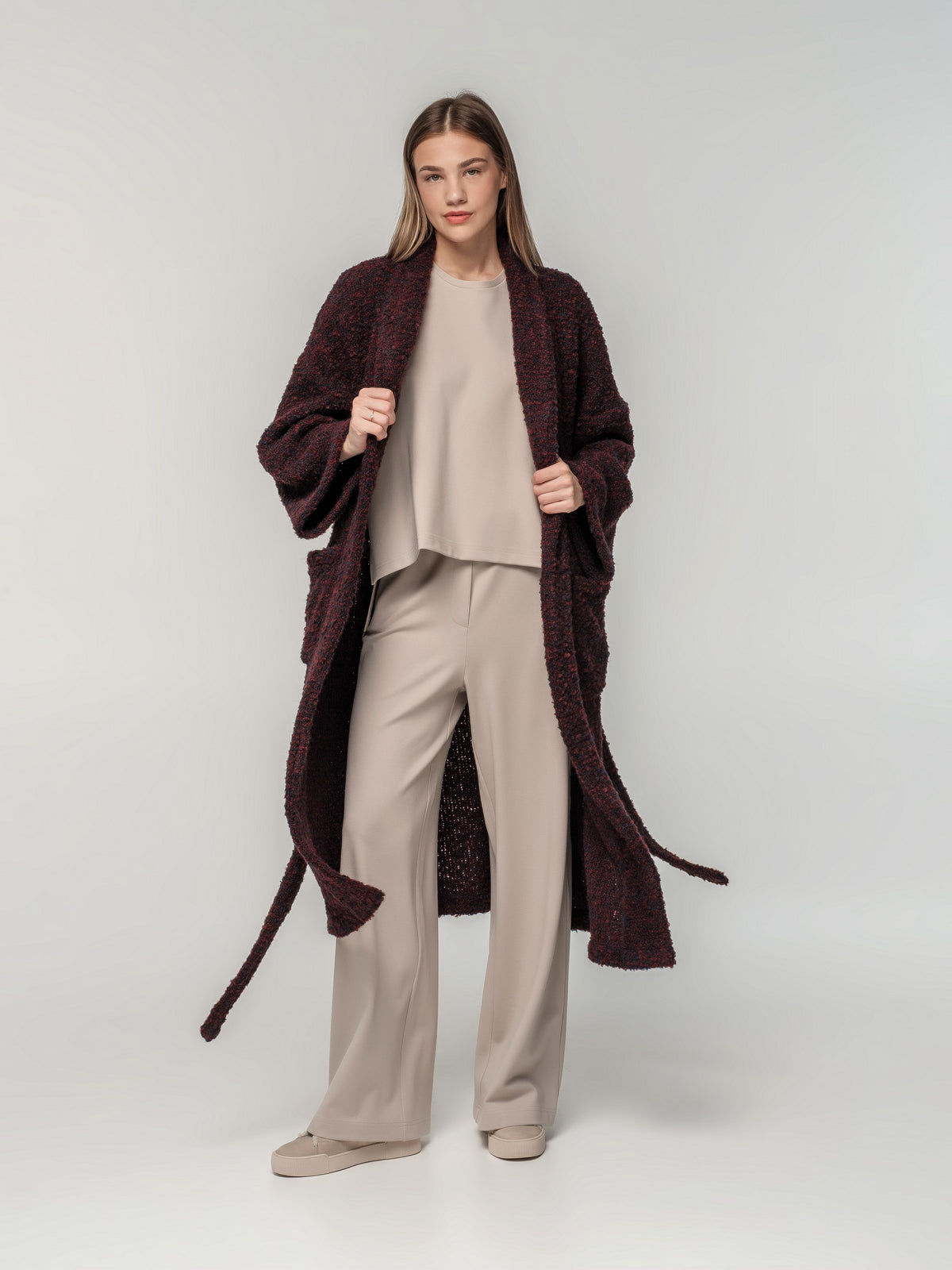 Long knitted wool coat