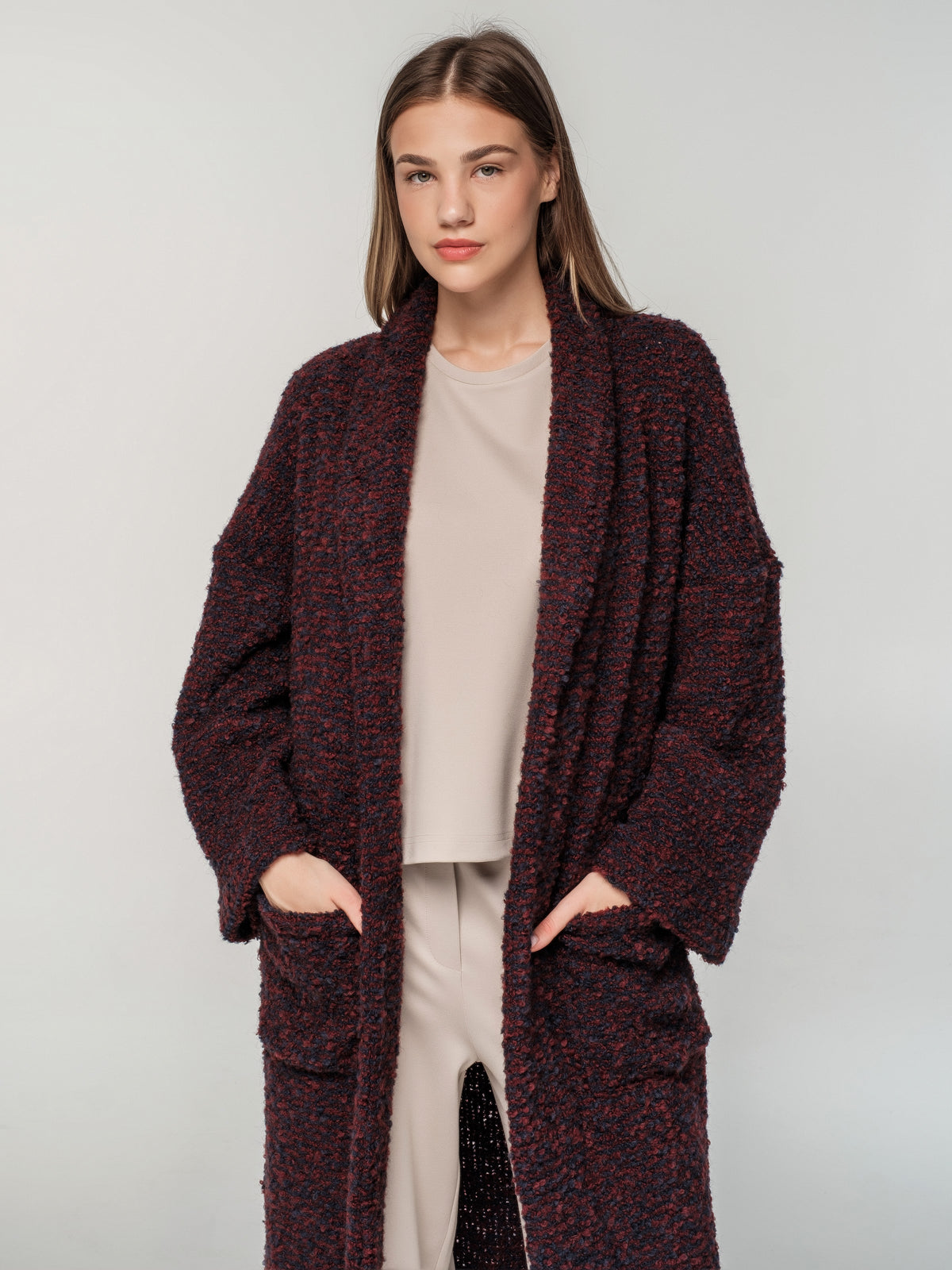 Long knitted wool coat