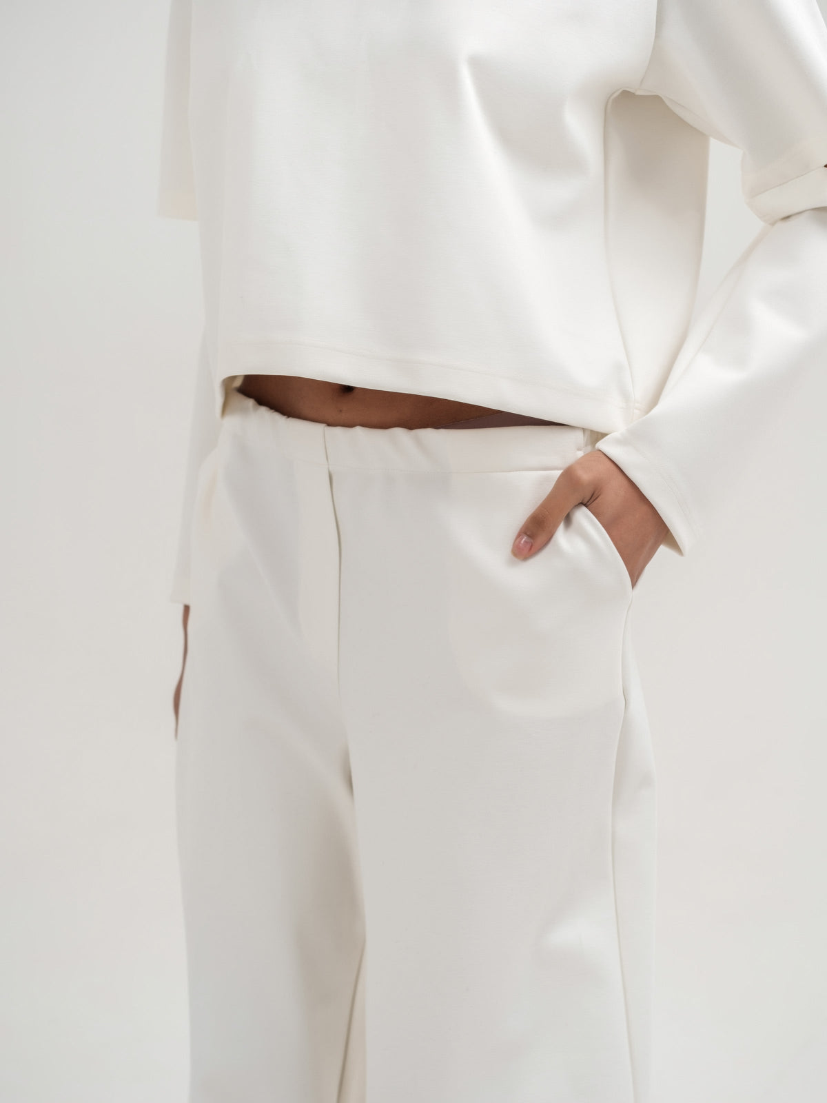 Long soft wide trousers with high waist